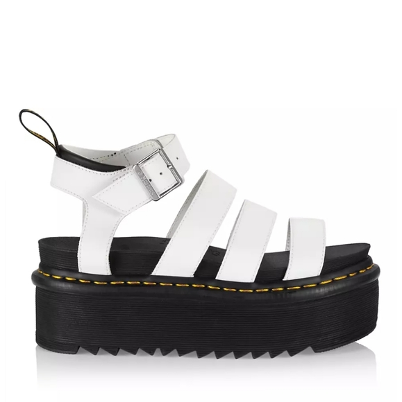 Dr. Martens Blaire Quad Platform Ankle-Strap Sandals White Black - Picture 3 of 7